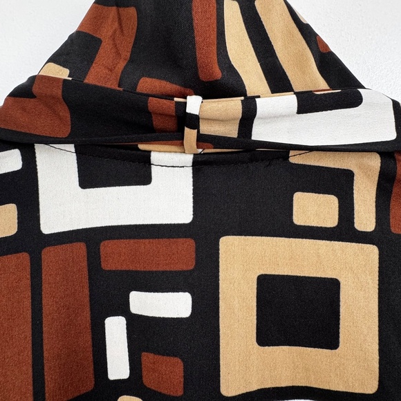 Vintage Retro Art Deco 70's Style Y2K Shirt Tie/Belt 3/4 Sleeves Brown Size XS - Picture 6 of 12